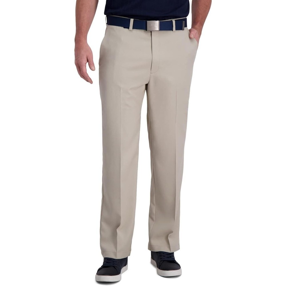 Haggar Cool Right Performance Flex Classic Fit Dress Pants Mens 34x29 Beige NEW